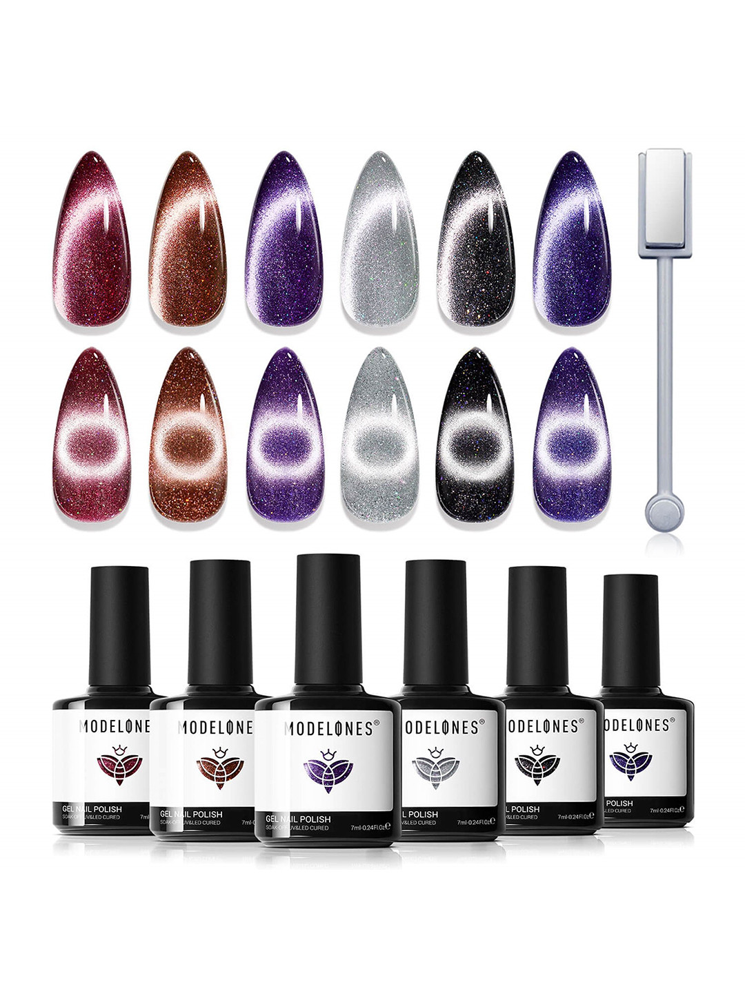 

Modelones Set Of 6 UV/LED Gel Nail Polish - 7 ml Each - Dark Fairyland, Maroon