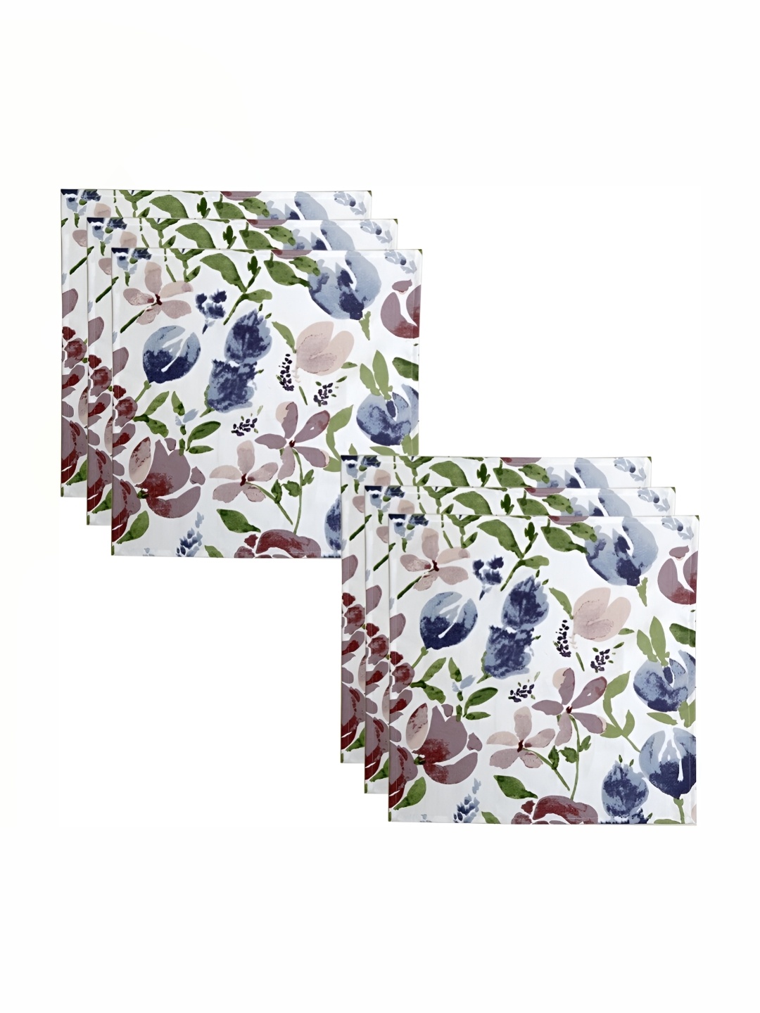 

BILBERRY Furnishing by preeti grover White & Blue 6 Pieces Printed Cotton Table Napkins