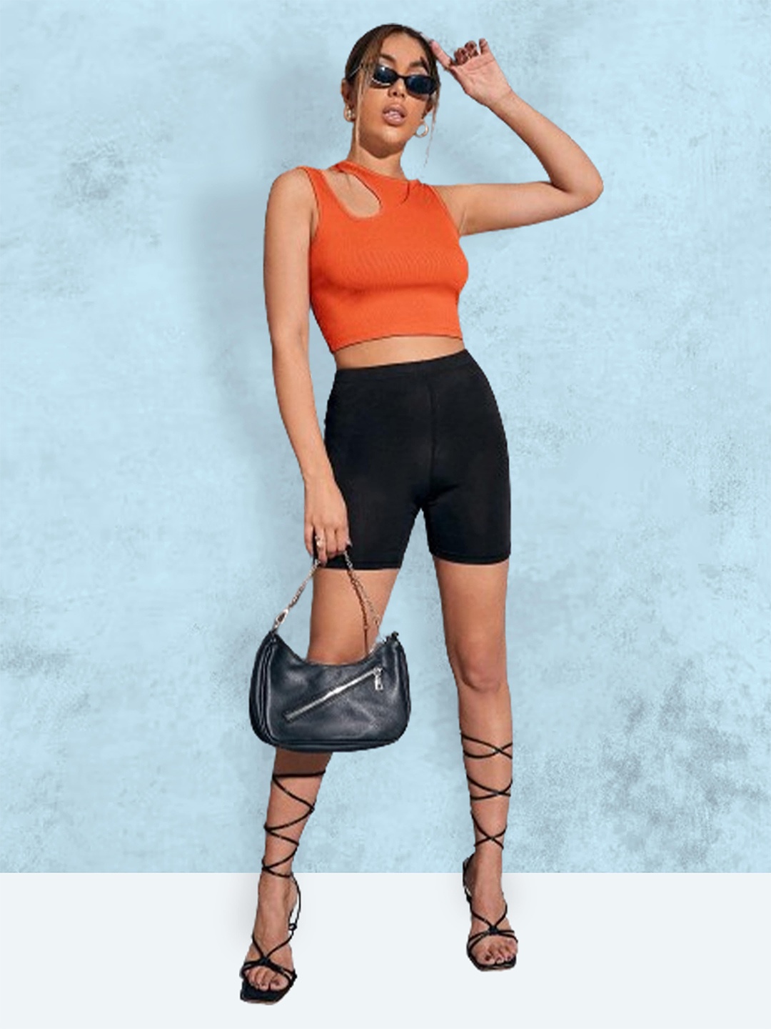 

Swaranjali Women Sleeveless Tank Crop Top, Orange