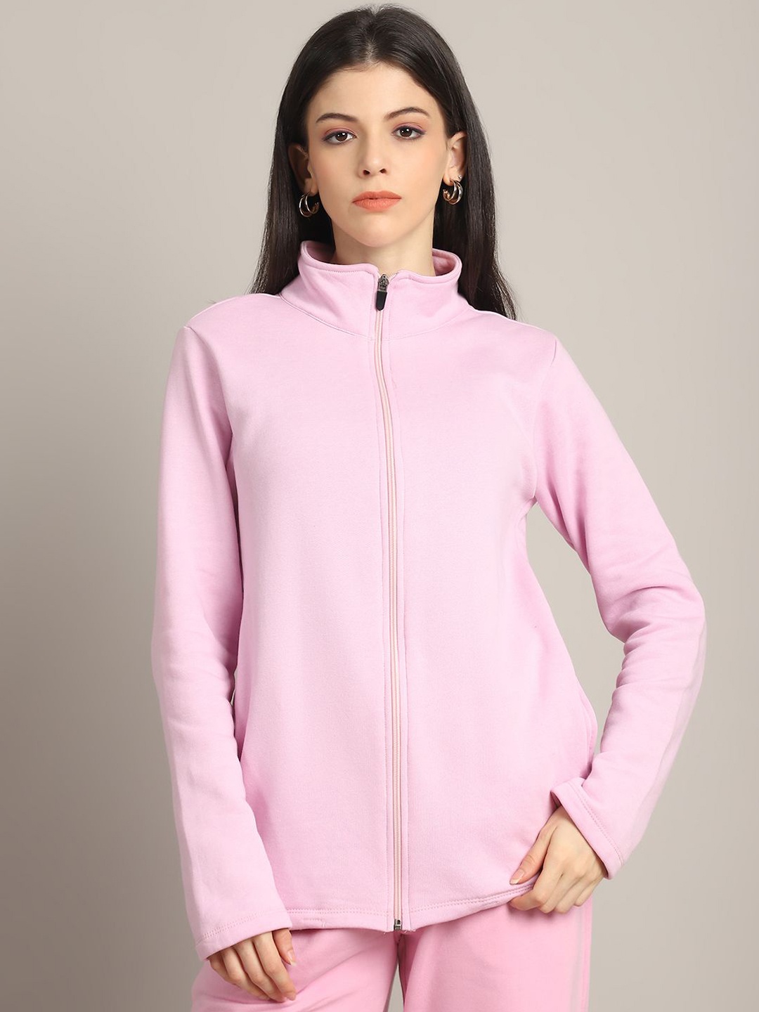 

Rute Stand Collar Pure Cotton Tailored Jacket, Pink