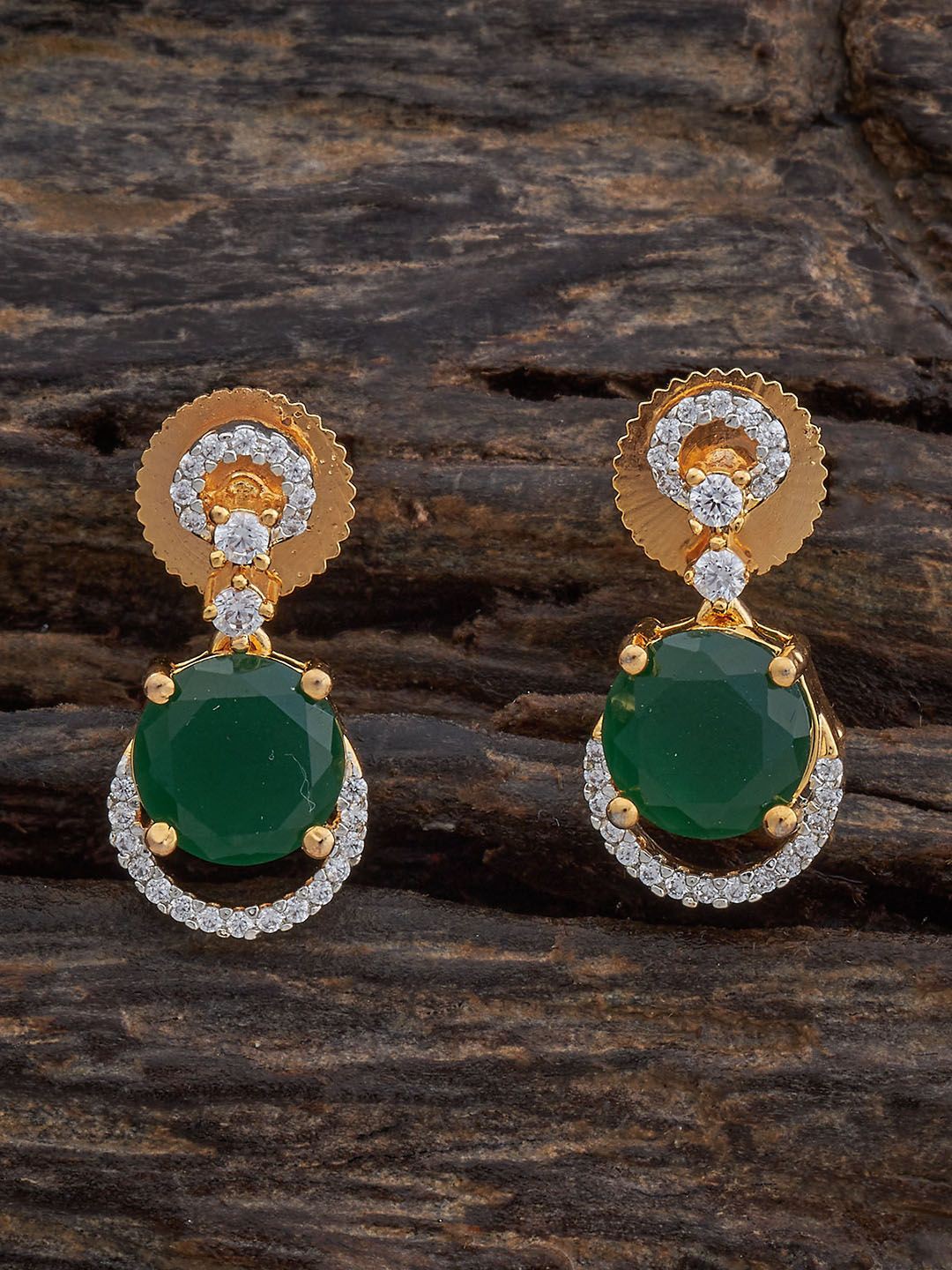 

Kushal's Fashion Jewellery Rhodium-Plated Zircon Circular Drop Earrings, Silver