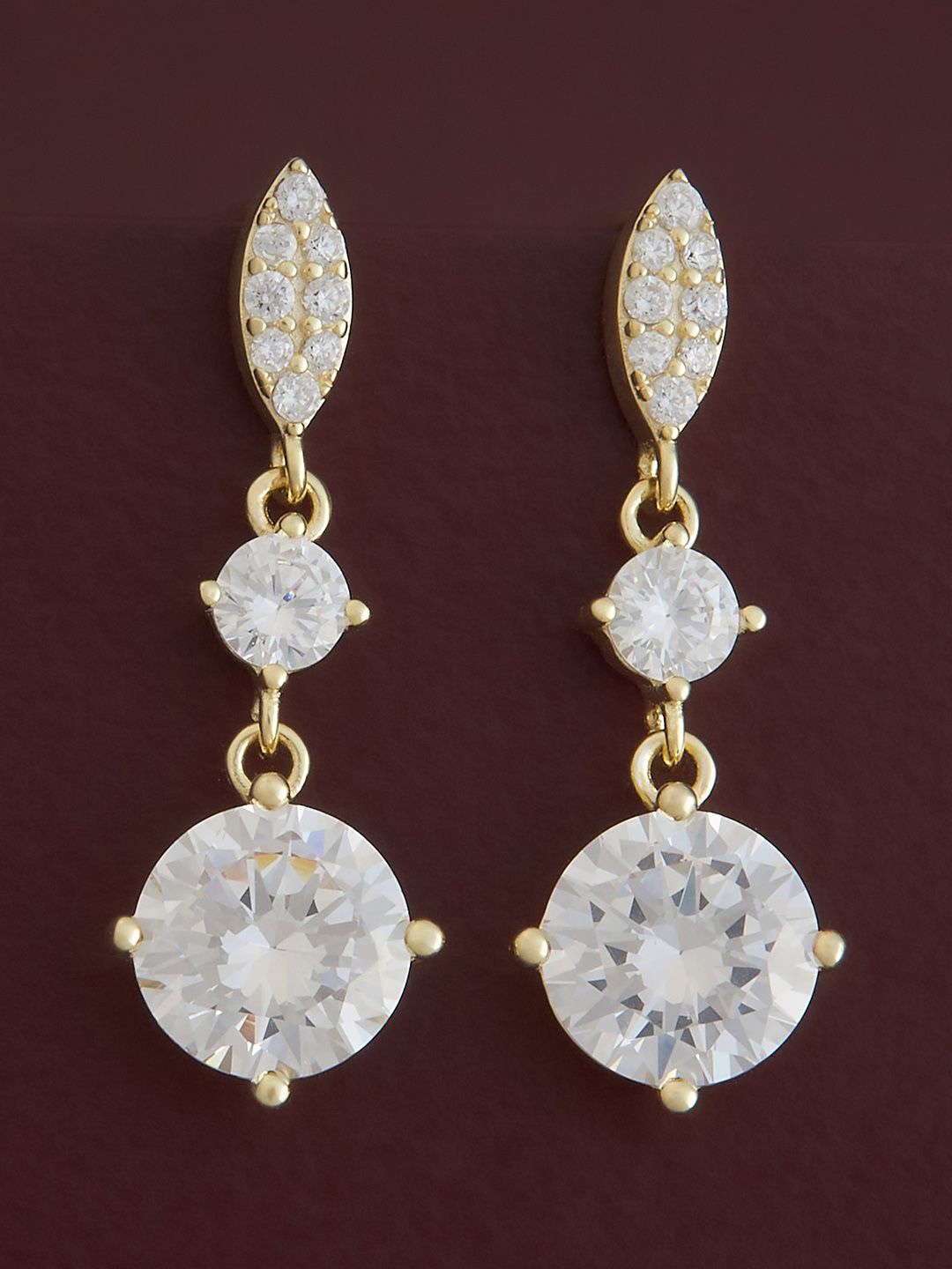 

Kushal's Fashion Jewellery Sterling Silver Zircon Gold-Plated Drop Earrings