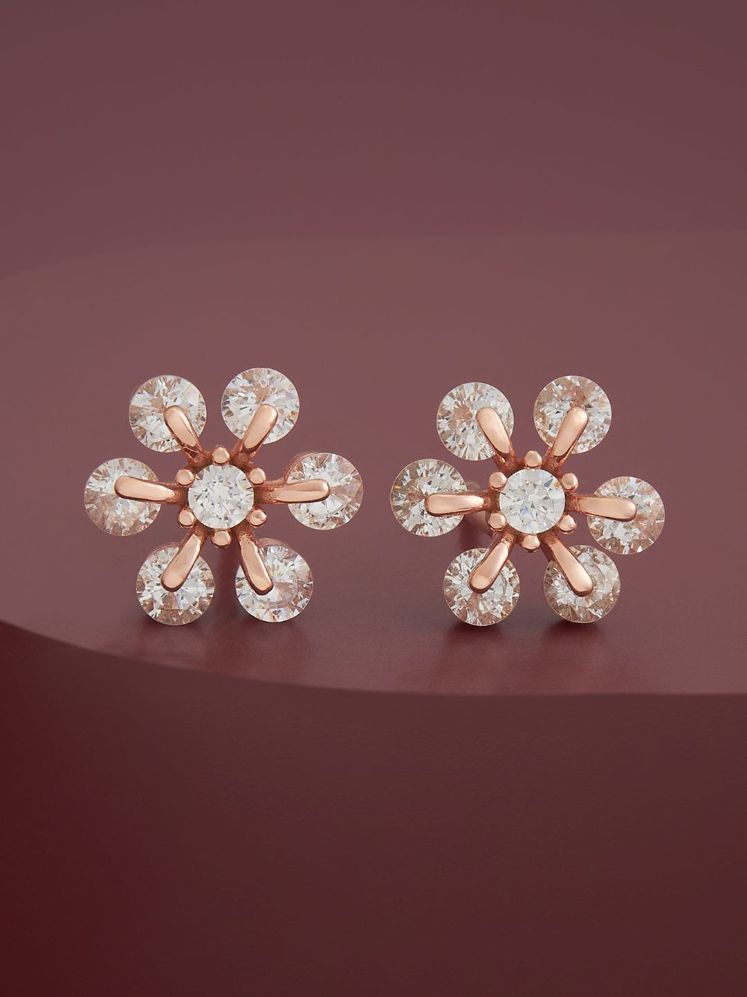 

Kushal's Fashion Jewellery Sterling Silver Zircon Rose Gold-Plated Studs