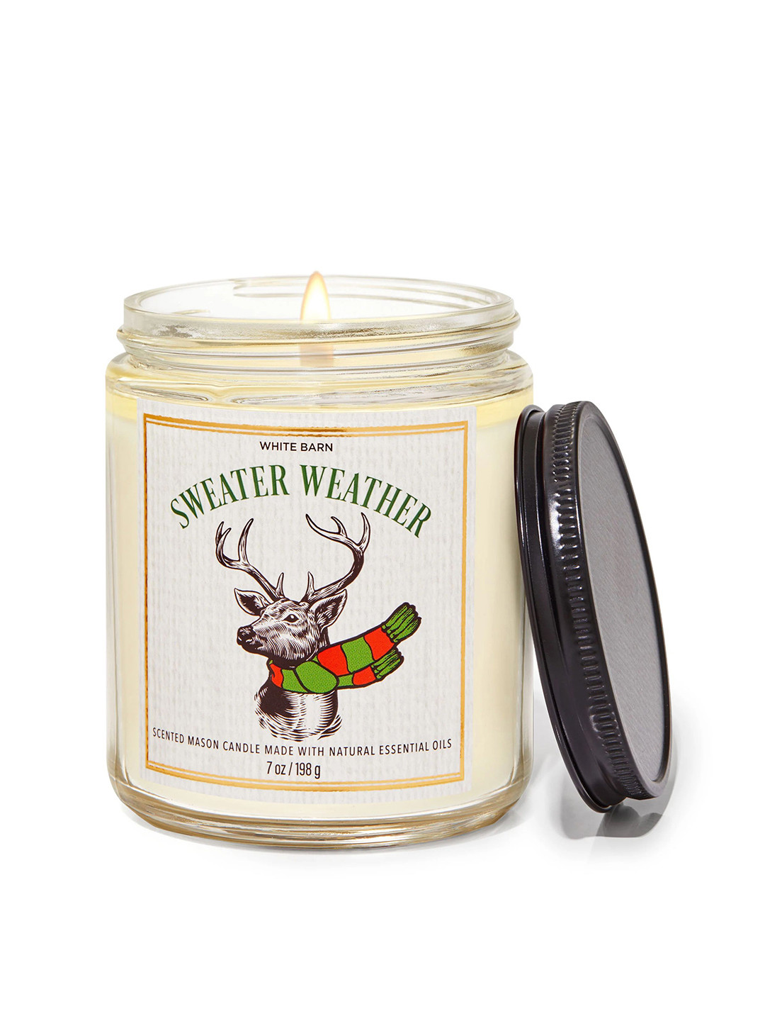

Bath & Body Works Sweater Weather Mason Single Wick Candle - 227g, White