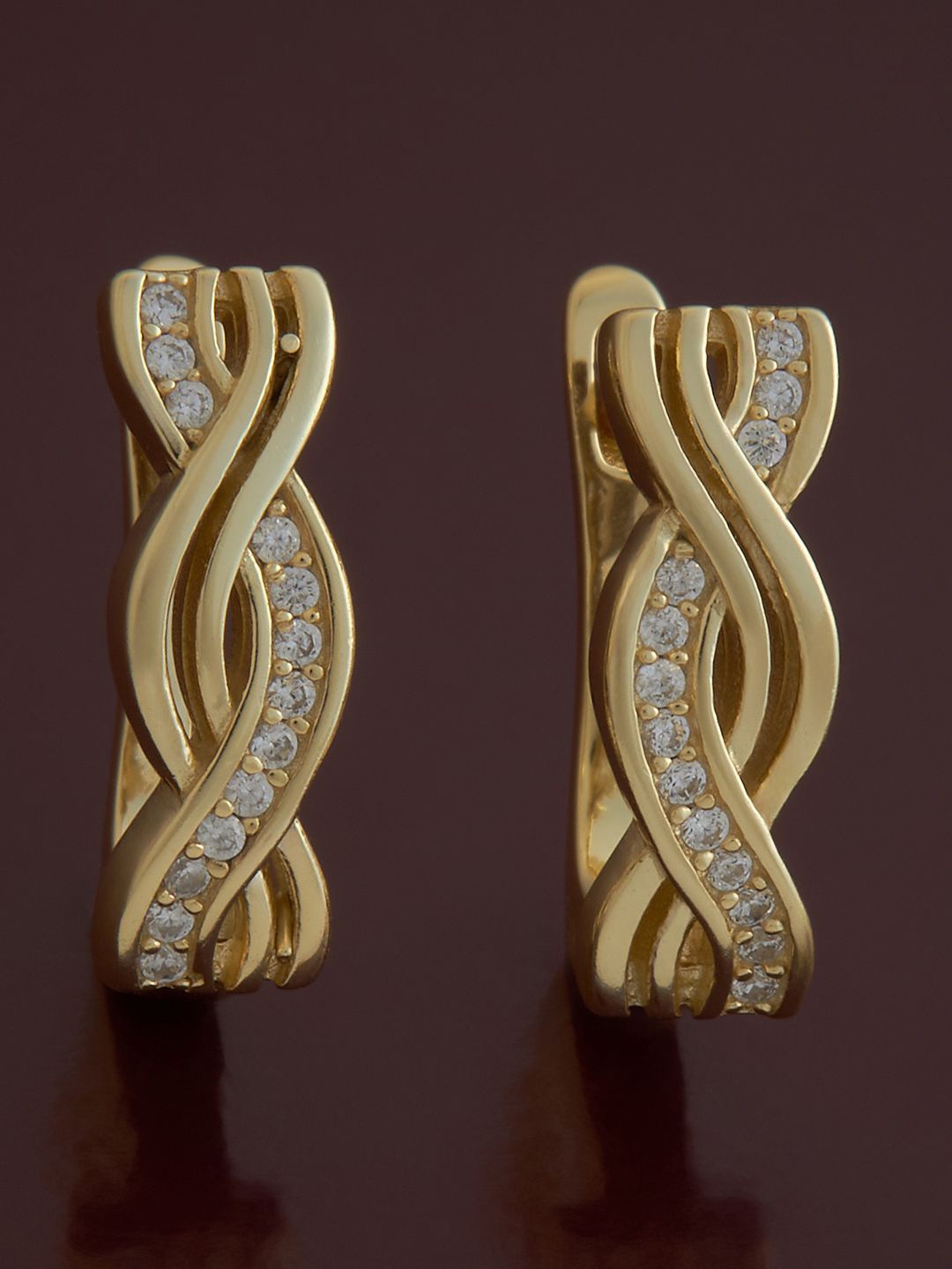 

Kushal's Fashion Jewellery Sterling Silver Zircon Gold-Plated Hoop Earrings