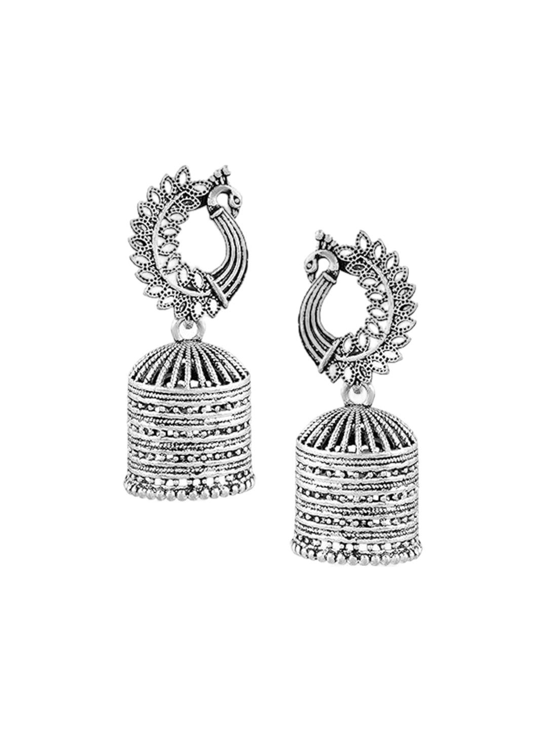 

MEMOIR Silver-Plated Oxidised Dome Shaped Jhumkas