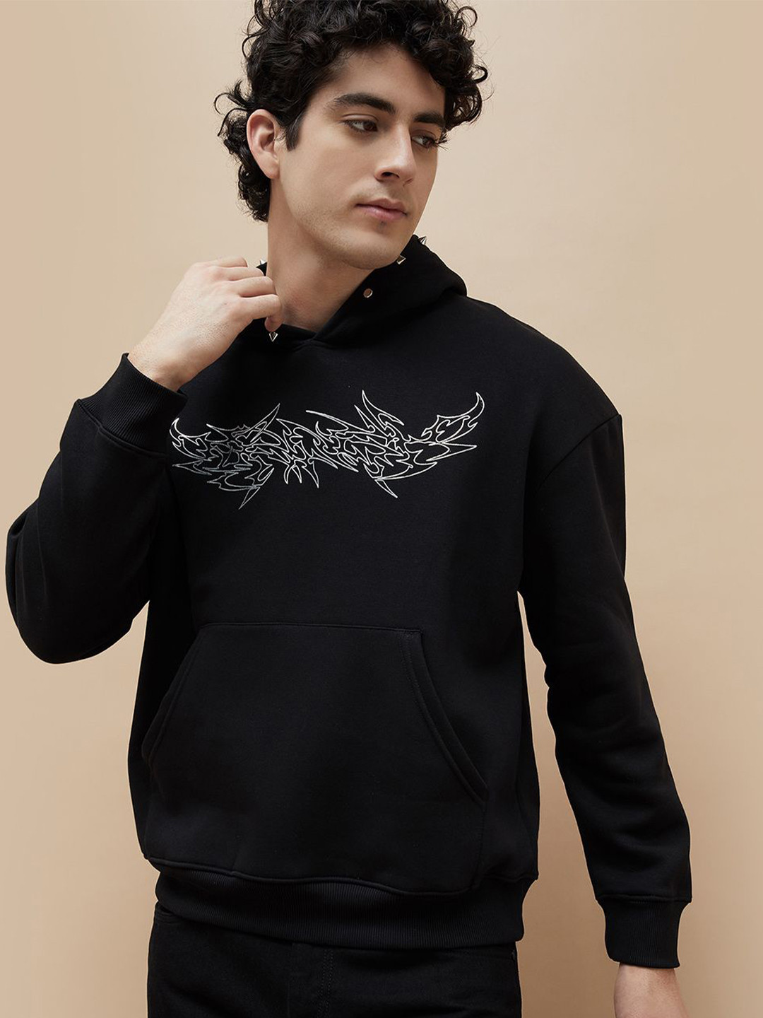 

Forca Men Cotton Hooded Long Sleeves Sweatshirt, Black
