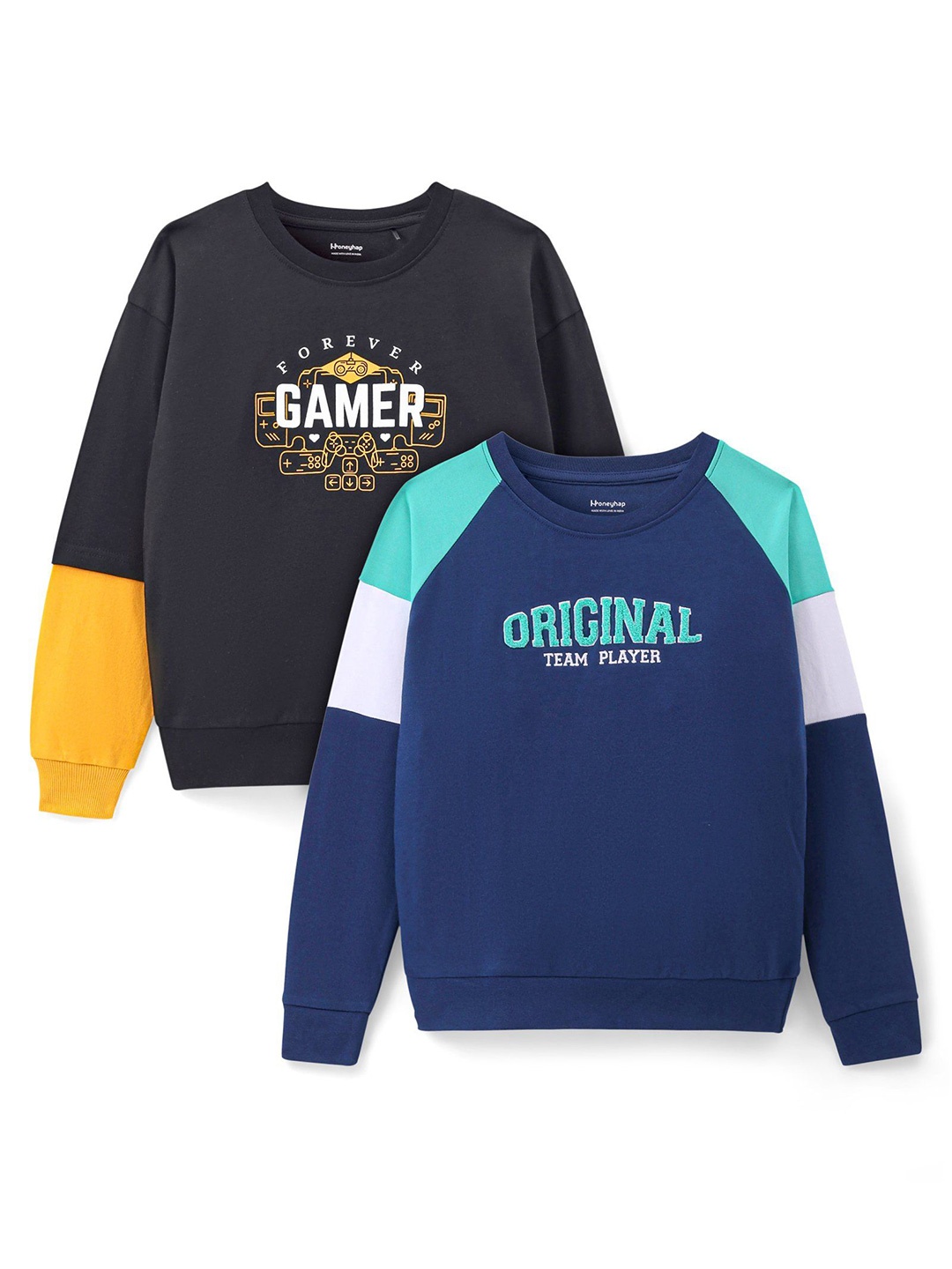 

Honeyhap Boys Pack of 2 Printed Long Sleeves Sweatshirt, Black