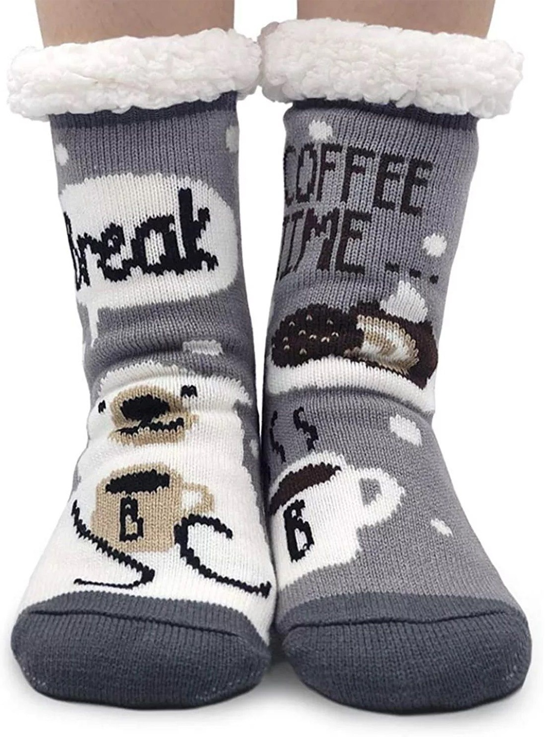 

Alexvyan Women Winter Patterned Calf Length Non Slip Socks, Grey