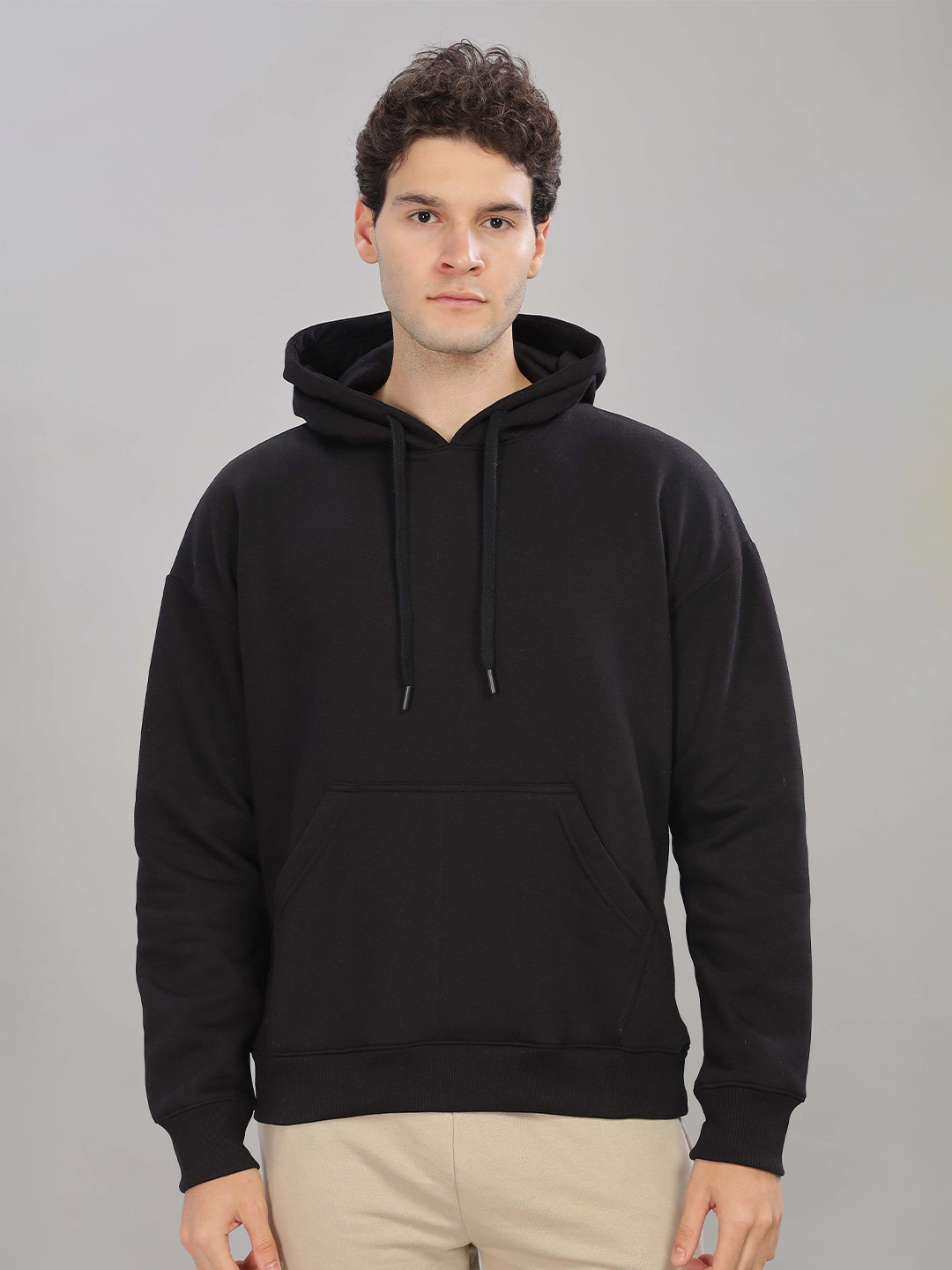 

TOMHIDDLE Men Hooded Cotton Sweatshirt, Black