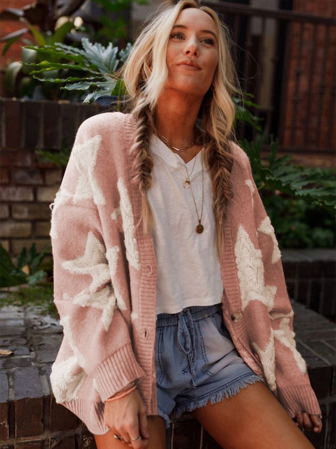 

StyleCast Women Self Design Cardigan, Pink