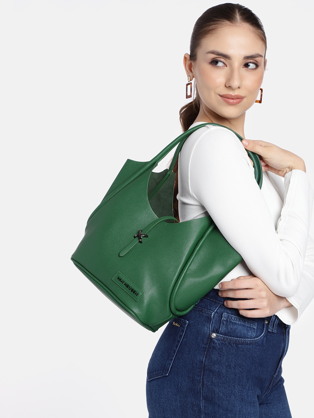 

Van Heusen Structured Shoulder Bag with Pouch, Green