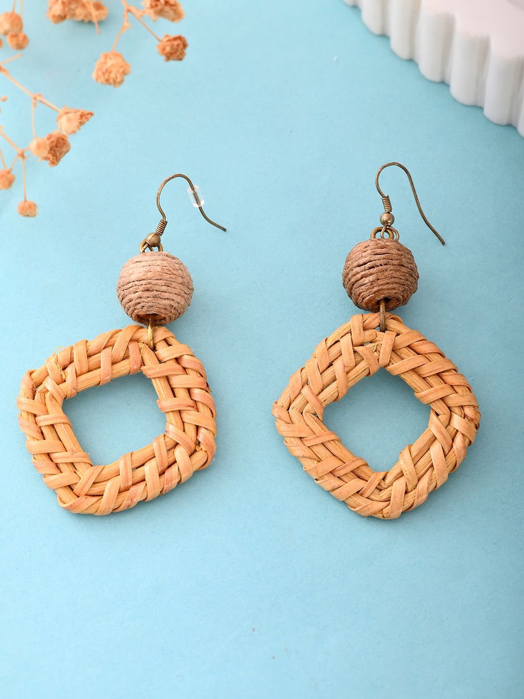 

RICHEERA Gold-Plated Geometric Drop Earrings, Brown