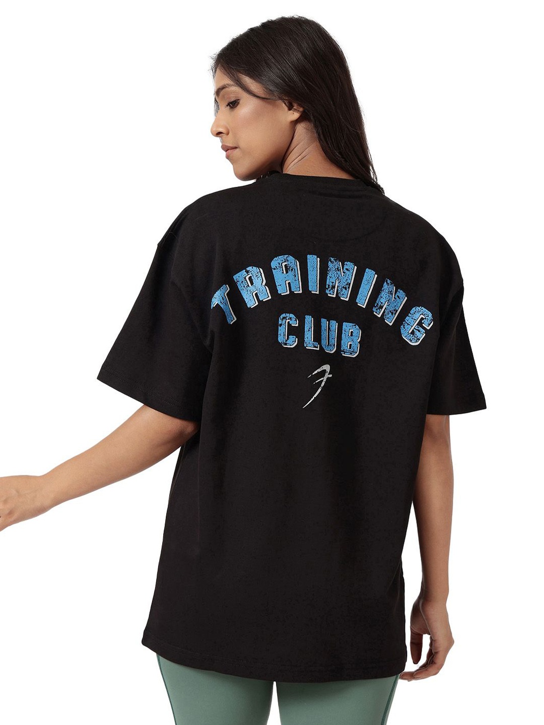 

FUAARK Women Typography Pure Cotton Abzorb Oversized Gym T-shirt, Black