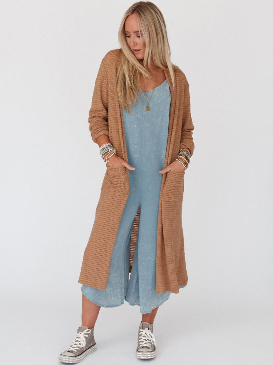 

StyleCast Women Long Sleeves Longline Sweater, Rust