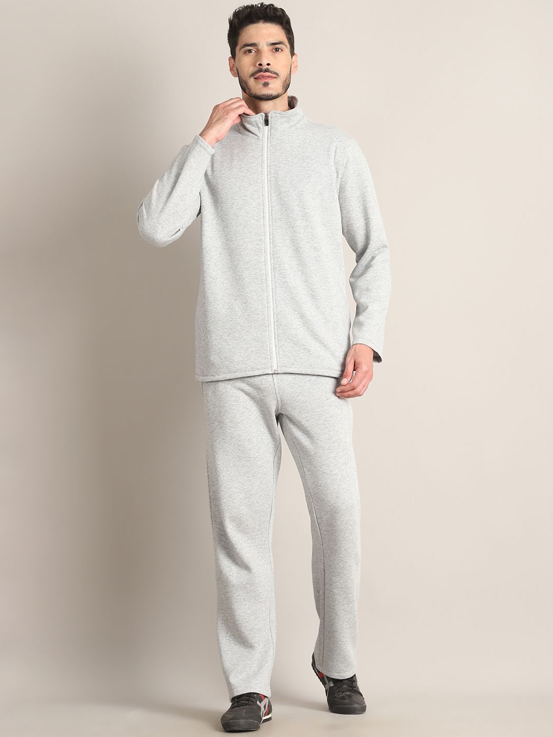 

Rute Men Full Sleeves Open Front Jacket, Grey