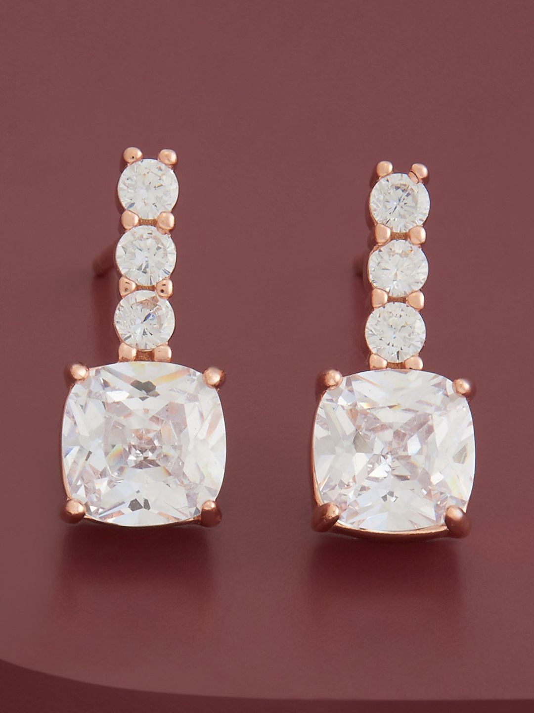 

Kushal's Fashion Jewellery Sterling Silver Zircon Rose Gold-Plated Studs