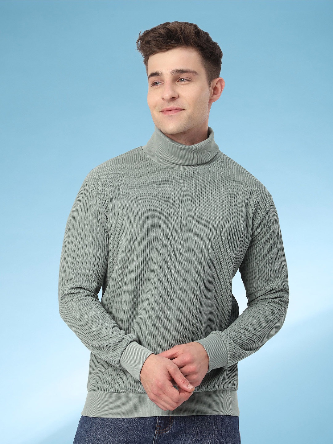 

Beyoung Men Turtle Neck Pullover Sweatshirt, Grey