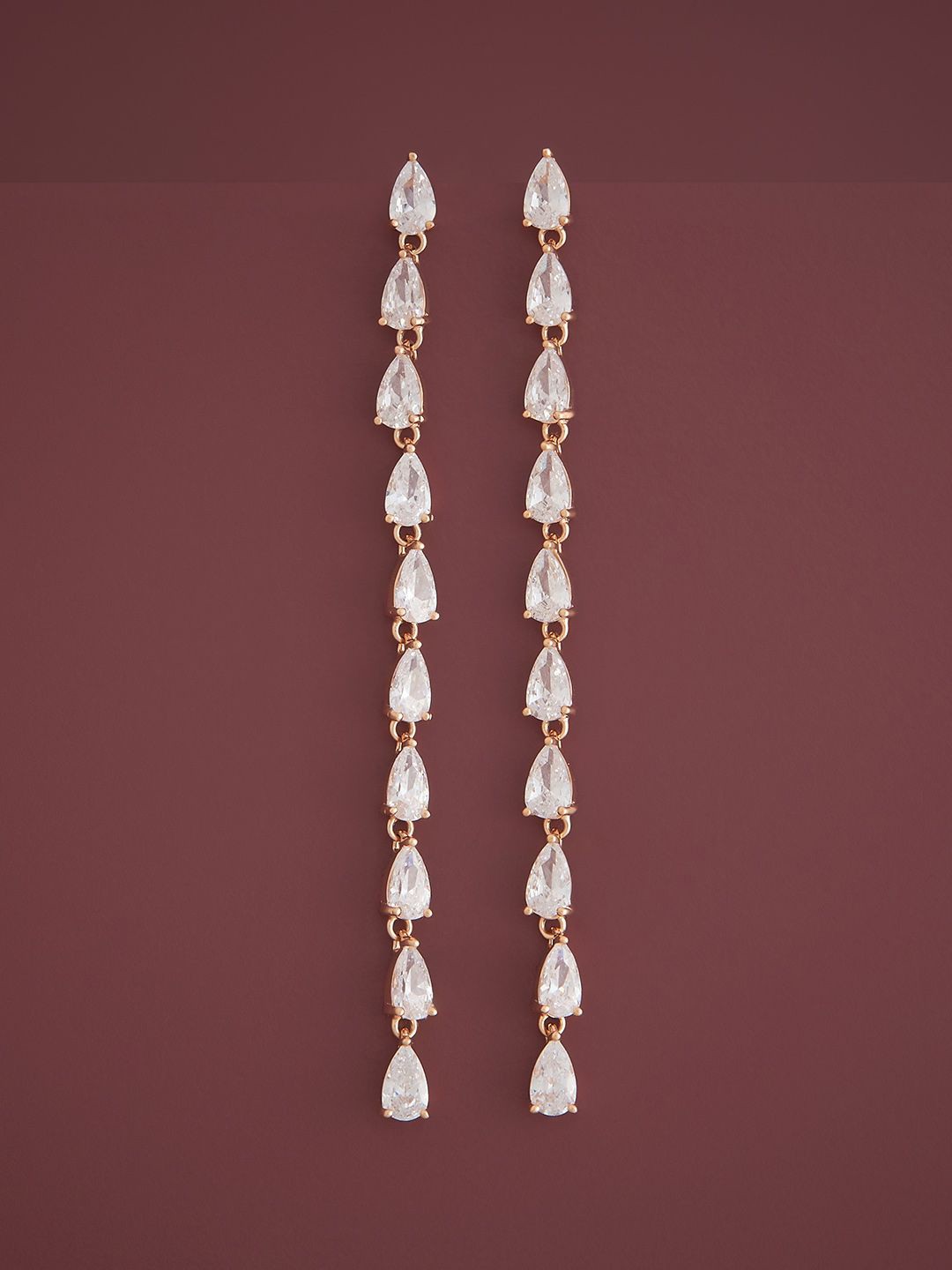 

Kushal's Fashion Jewellery Sterling Silver Zircon Rose Gold-Plated Drop Earrings