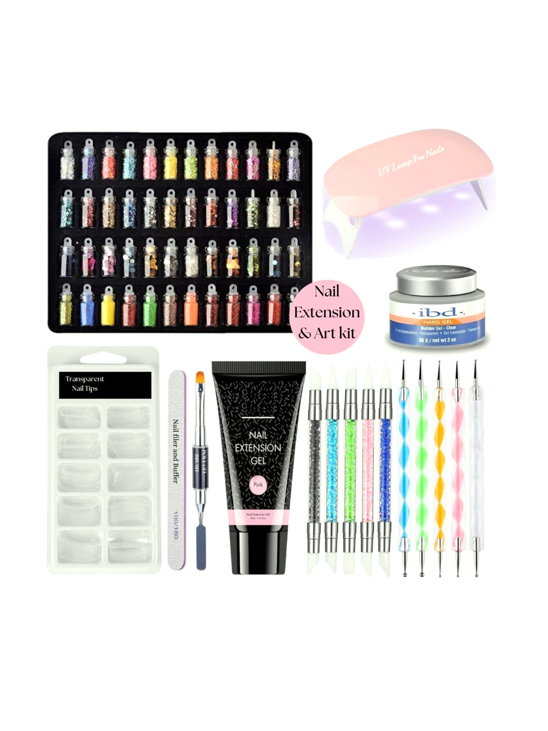 

NANCY AJRAM 17 In 1 Poly Nail Extension Gel Kit & Glitter Nail Art, Blue