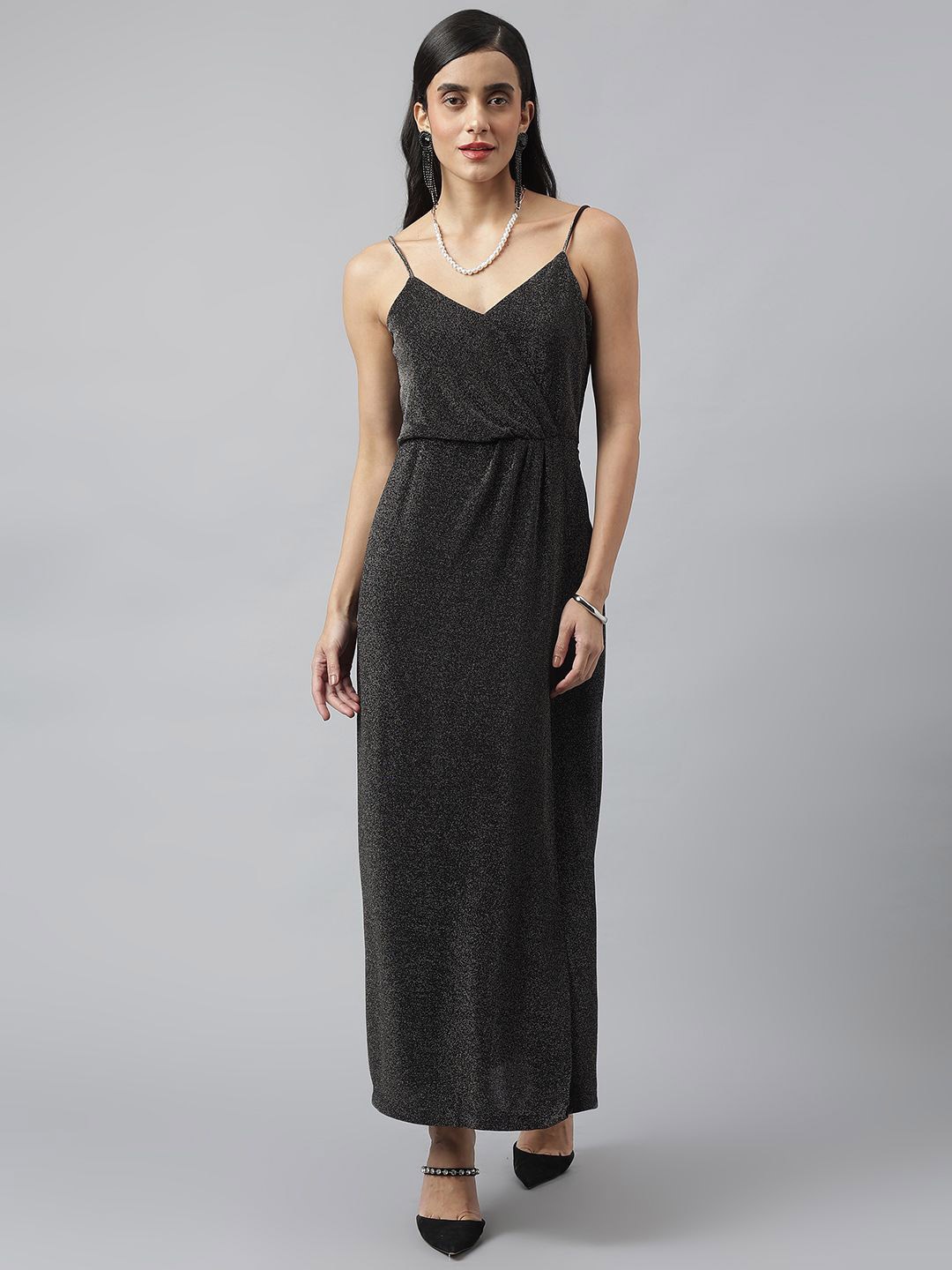 

Latin Quarters Shoulder Straps Maxi Dress, Black