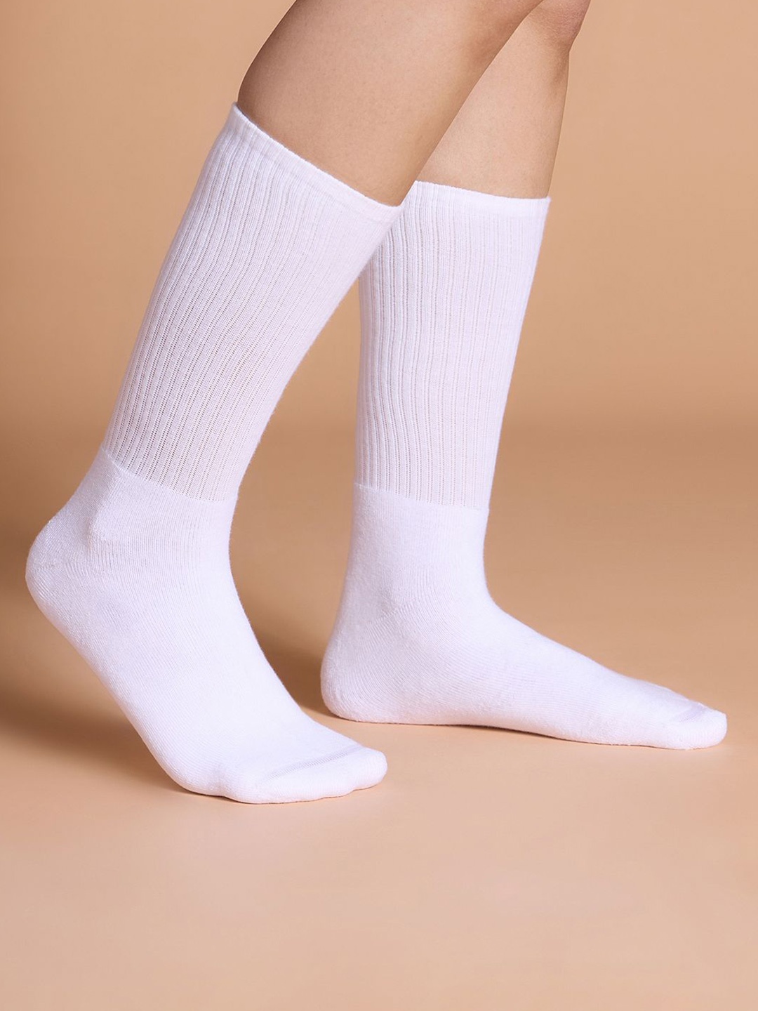 

KICA Women Pure Cotton Calf Length Socks, White