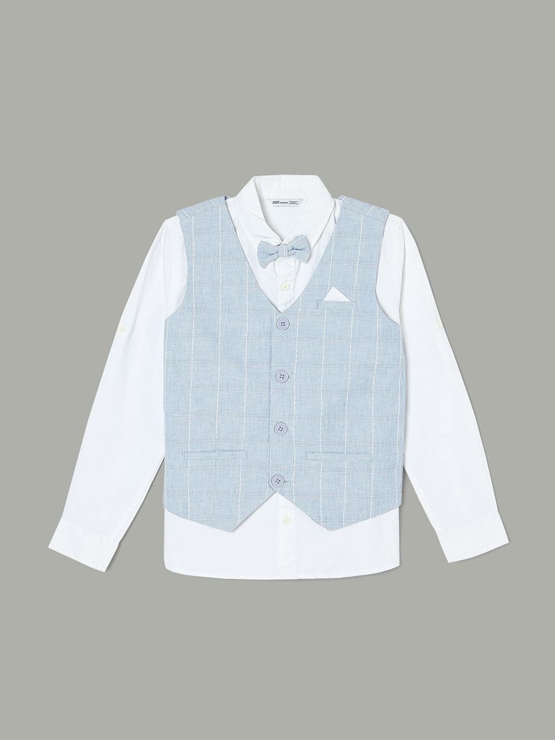 

Fame Forever by Lifestyle Boys Shirt with Checked Waistcoat & Bow Tie, White