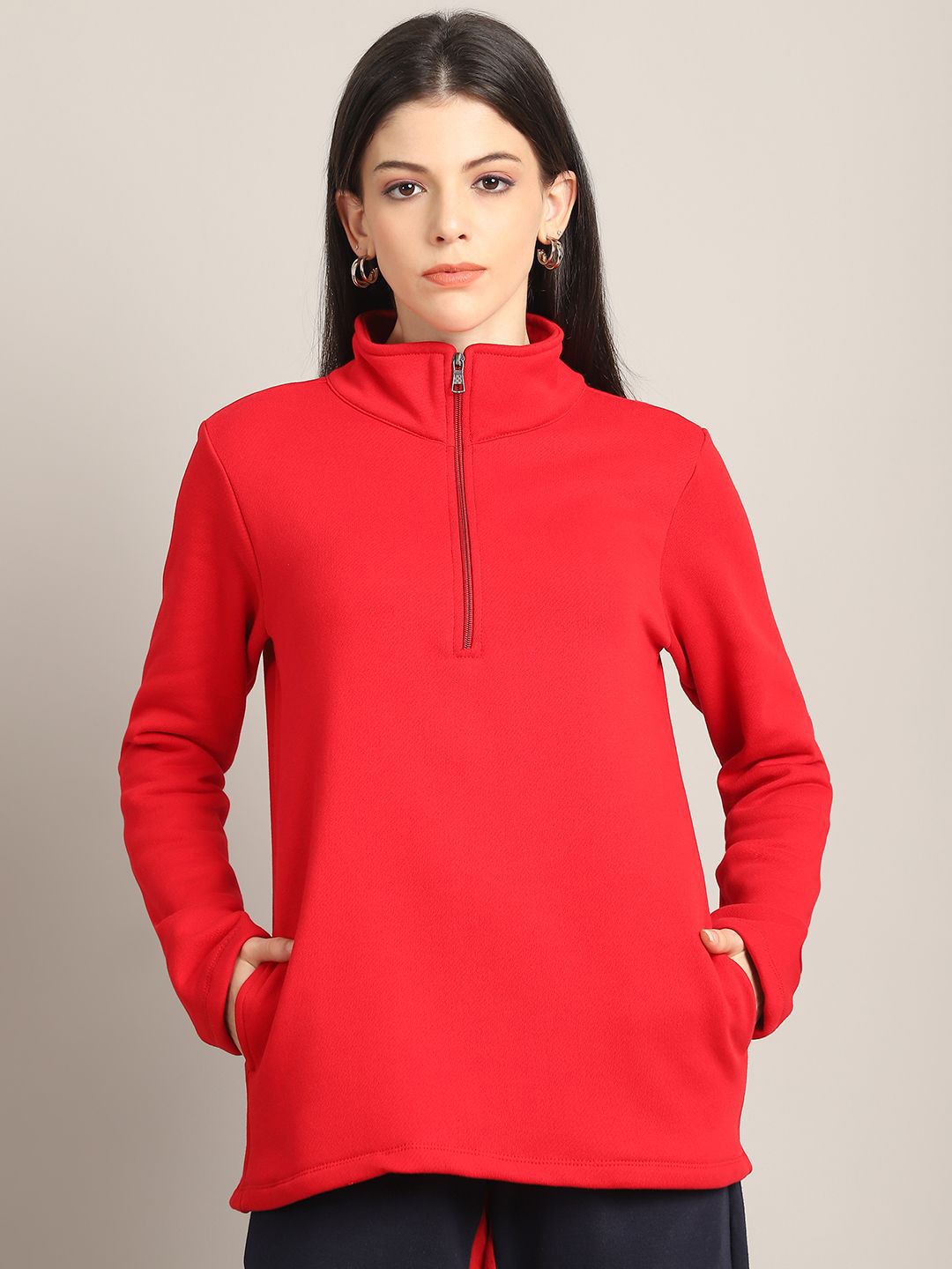 

Rute Women Cotton Long Sleeves Sweatshirt, Red