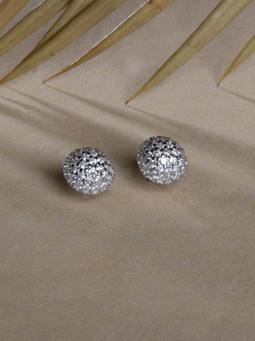 

TOUCH925 Pure Silver Cubic Zirconia Studded Contemporary Studs