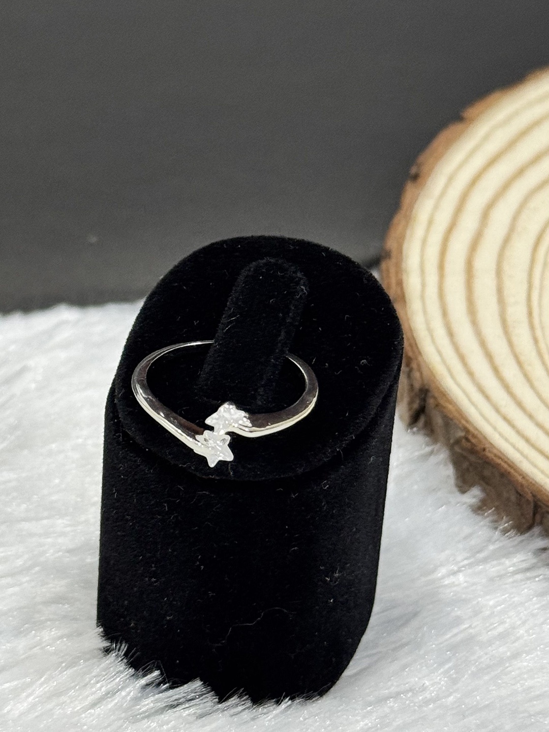 

The Jewellery Tale Diamond Stone Studded Adjustable Band Finger Ring, Silver