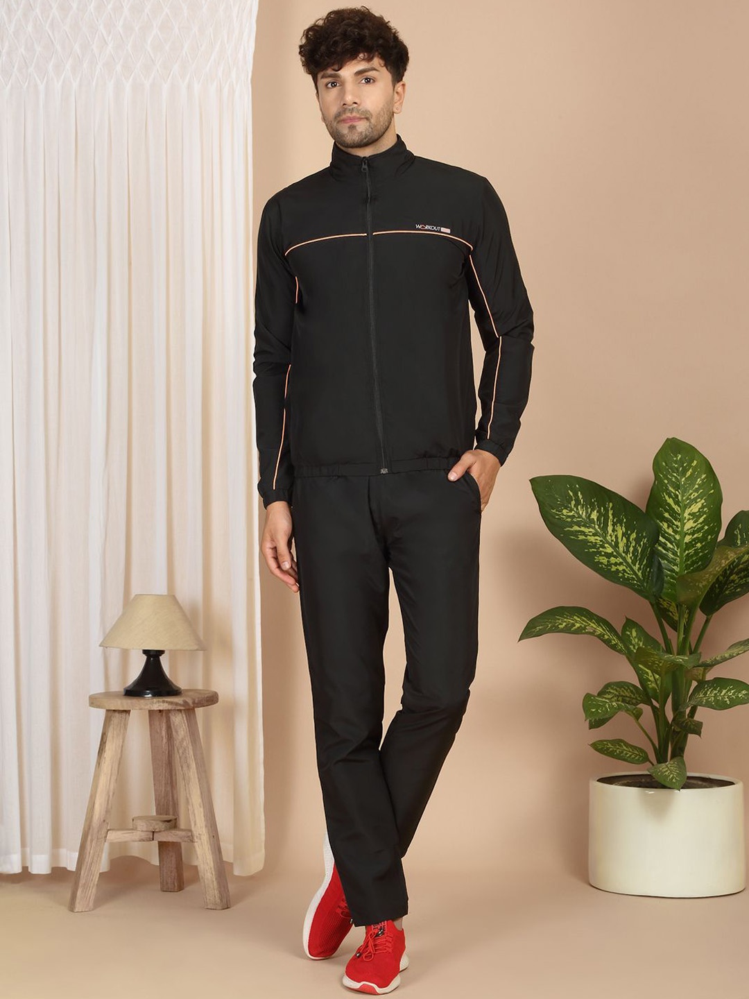 

Sweet Dreams Men Mock Collar Mid-Rise Tracksuit, Black