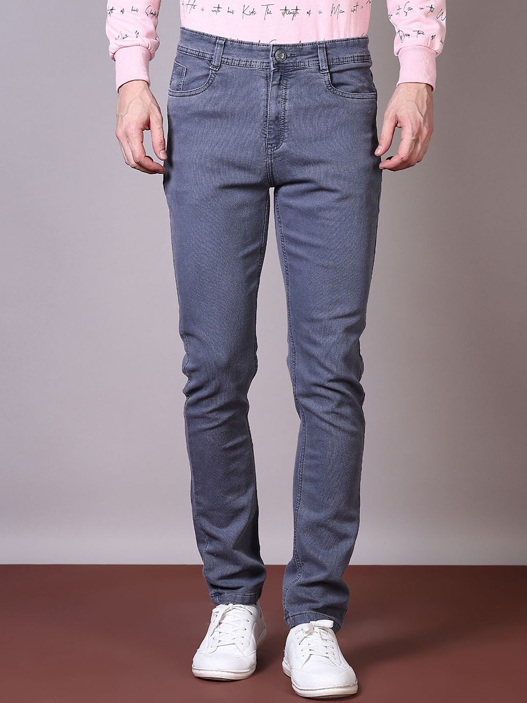 

V-Mart Men Denim Mid-Rise Light Fade Stretchable Jeans, Grey