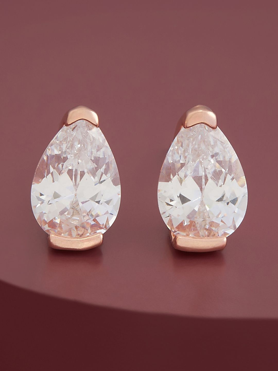

Kushal's Fashion Jewellery Sterling Silver Zircon Rose Gold-Plated Studs