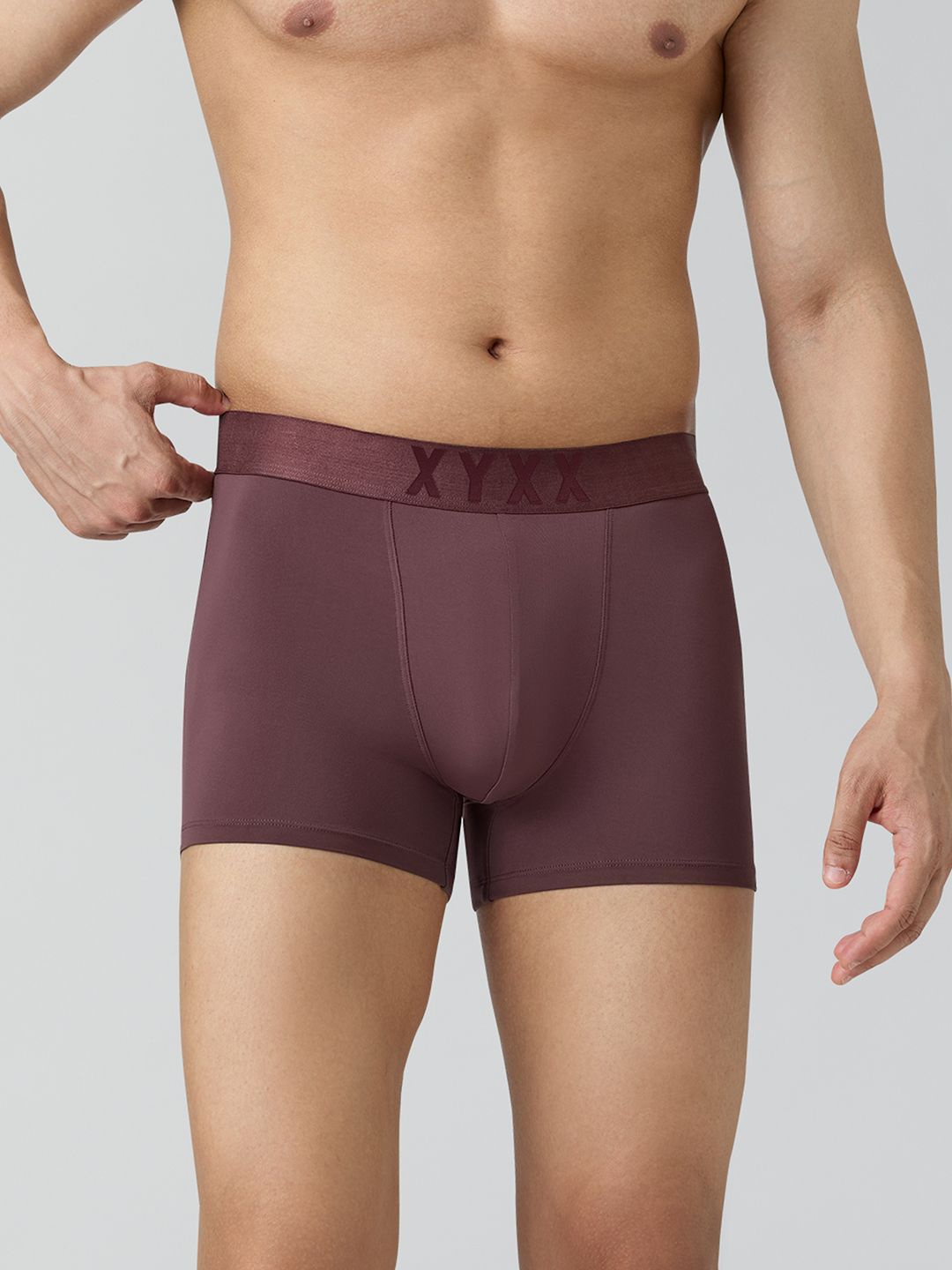 

XYXX Men Solid Rev Tactel Trunk Underwear, Maroon