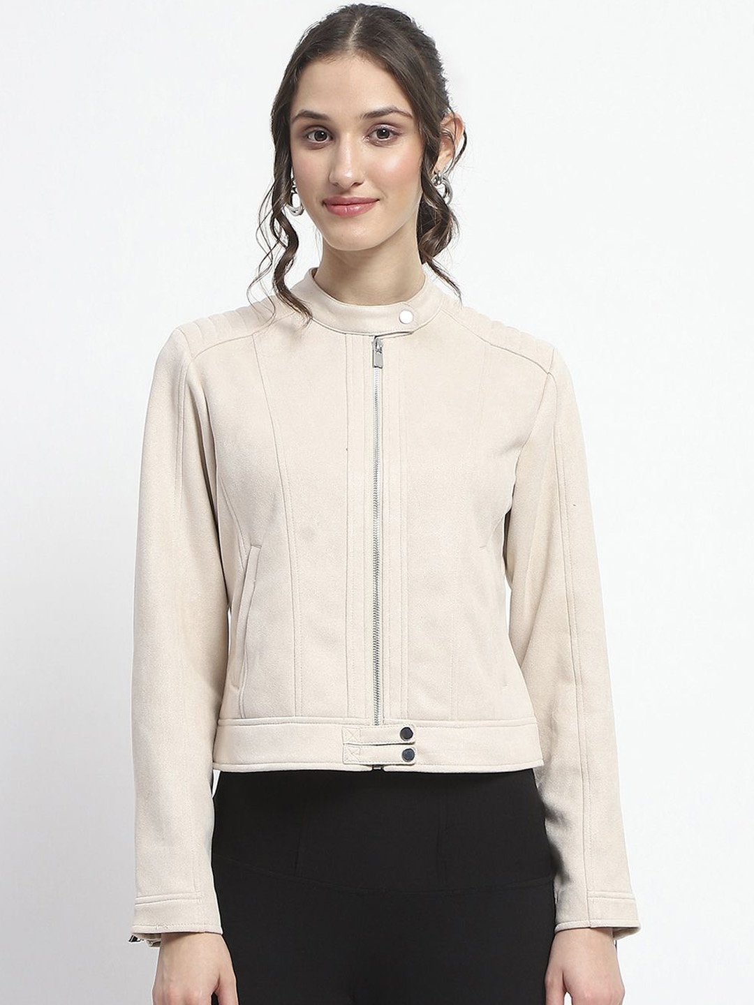 

Madame Women Crop Tailored Jacket, Beige