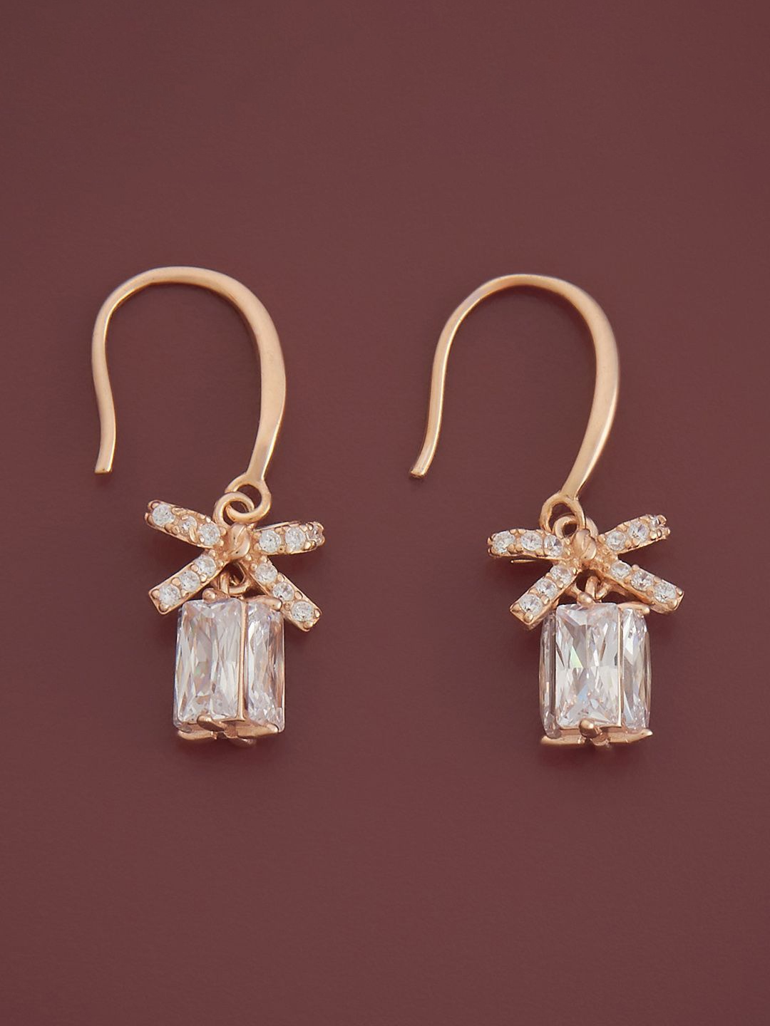 

Kushal's Fashion Jewellery Sterling Silver Zircon Rose Gold-Plated Drop Earrings