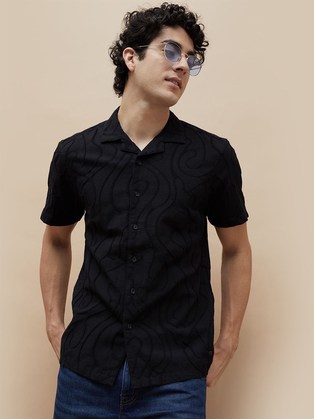 

Fame Forever by Lifestyle Men Textured Casual Shirt, Black