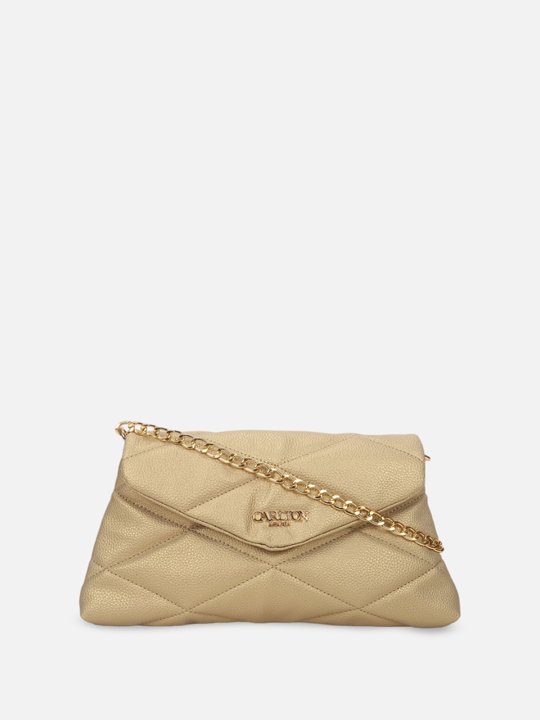 

Carlton London Textured Structured Quilted Sling Bag, Gold