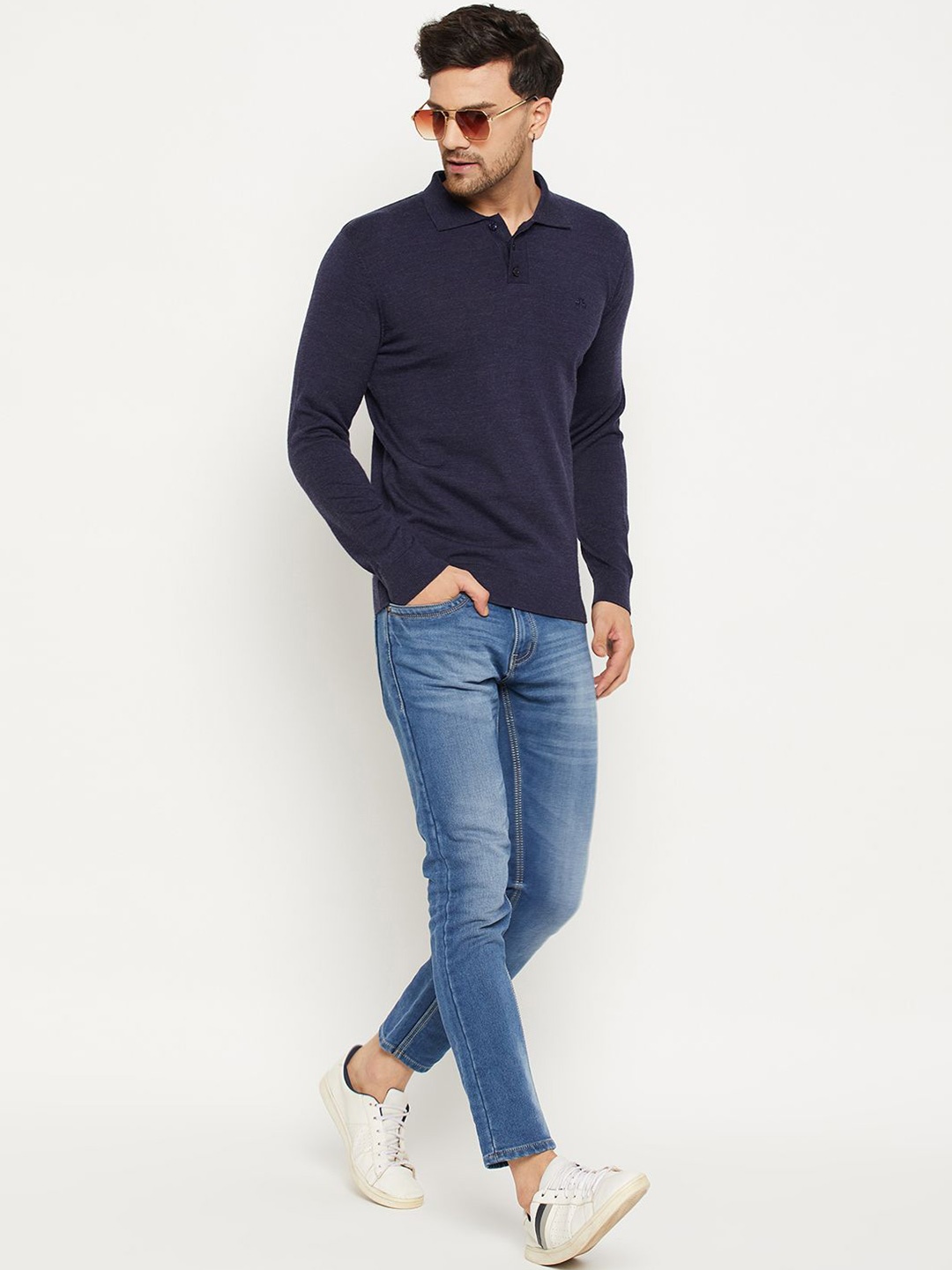 

98 Degree North Men Woollen Cardigan, Blue