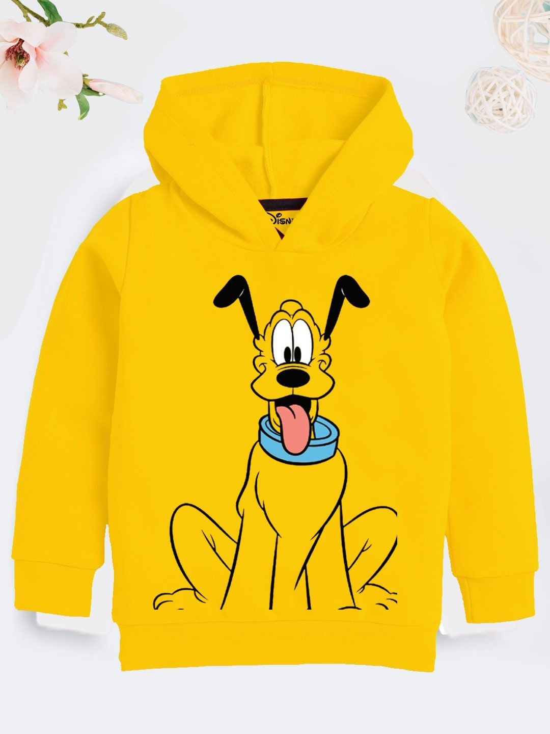 

YK Disney Boys Graphic Printed Hooded Sweatshirt, Yellow