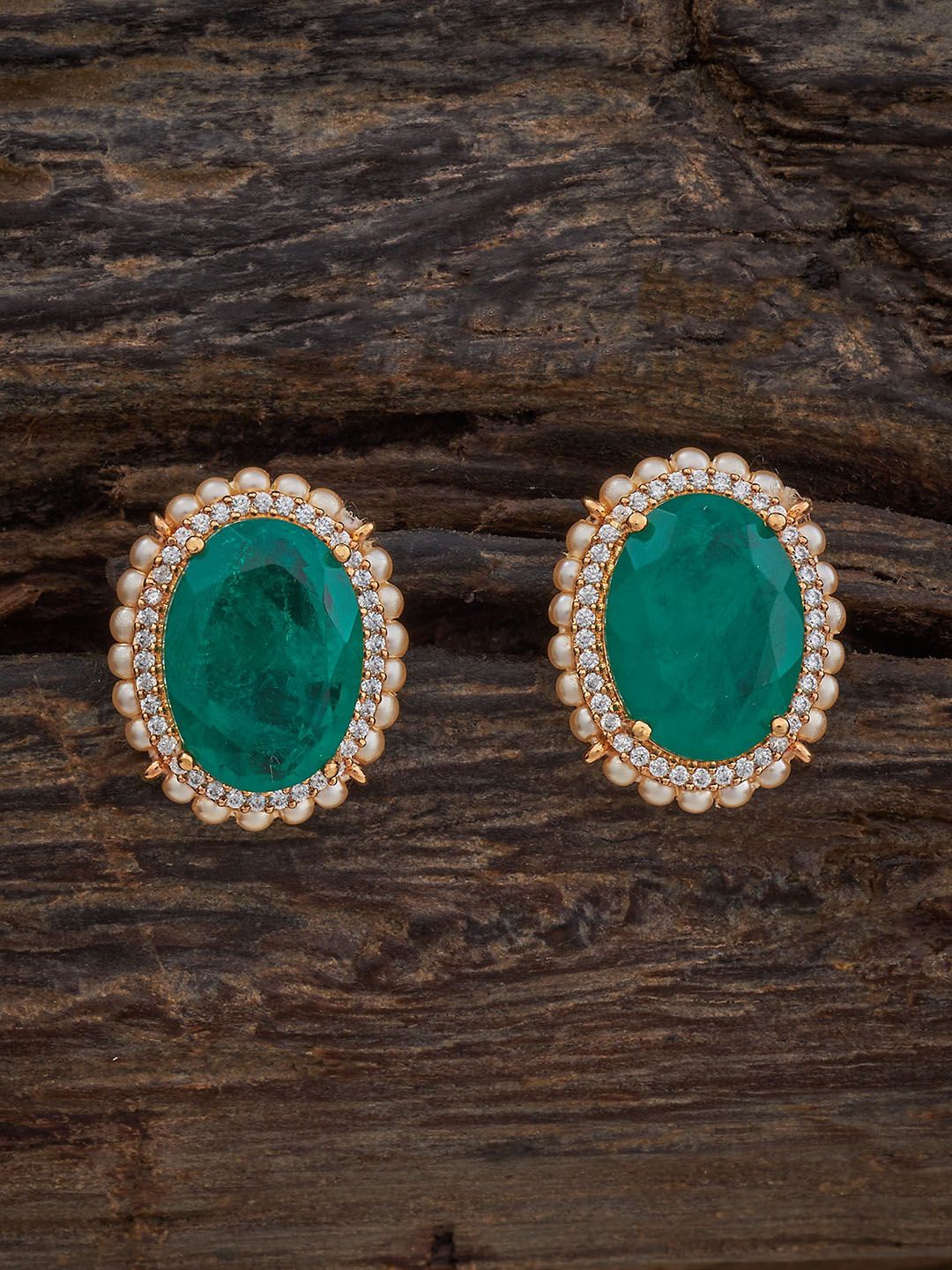 

Kushal's Fashion Jewellery Gold Plated Zircon Studded Circular Studs