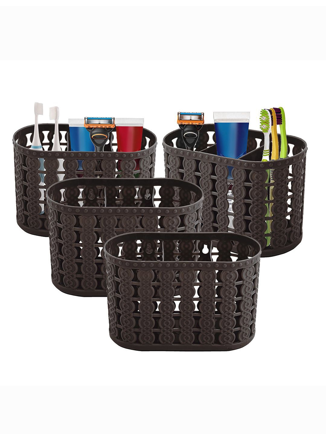 

Kuber Industries Brown 4 Pieces Hanging & Wall Mounted Organisers