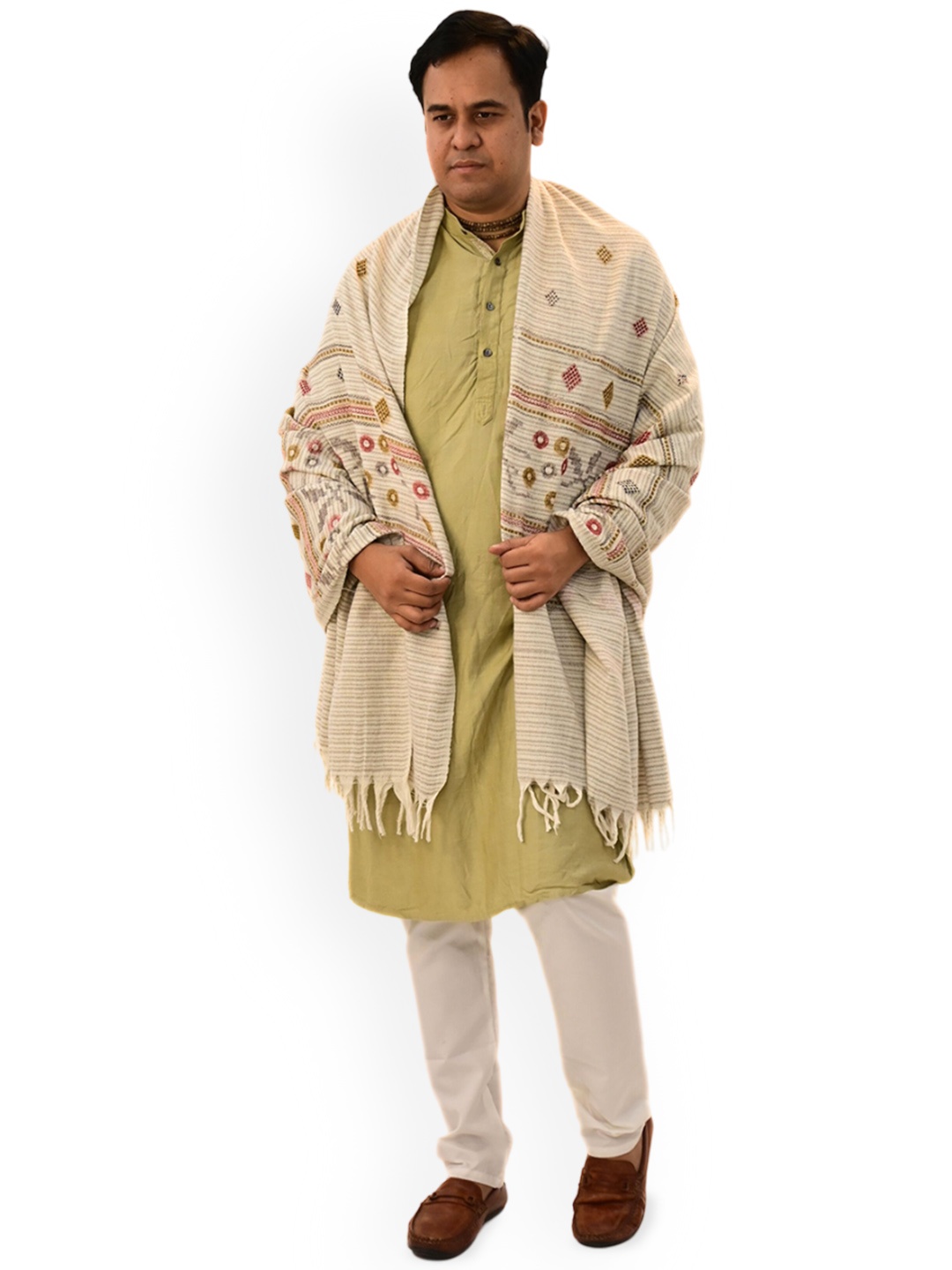 

Vrinde Men Ethnic Motifs Printed Shawl, Beige