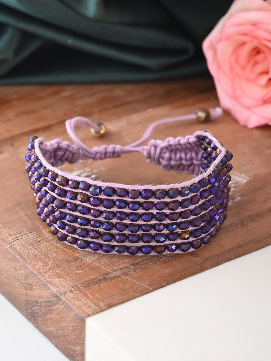 

RICHEERA Gold-Plated Beaded Wraparound Bracelet, Purple