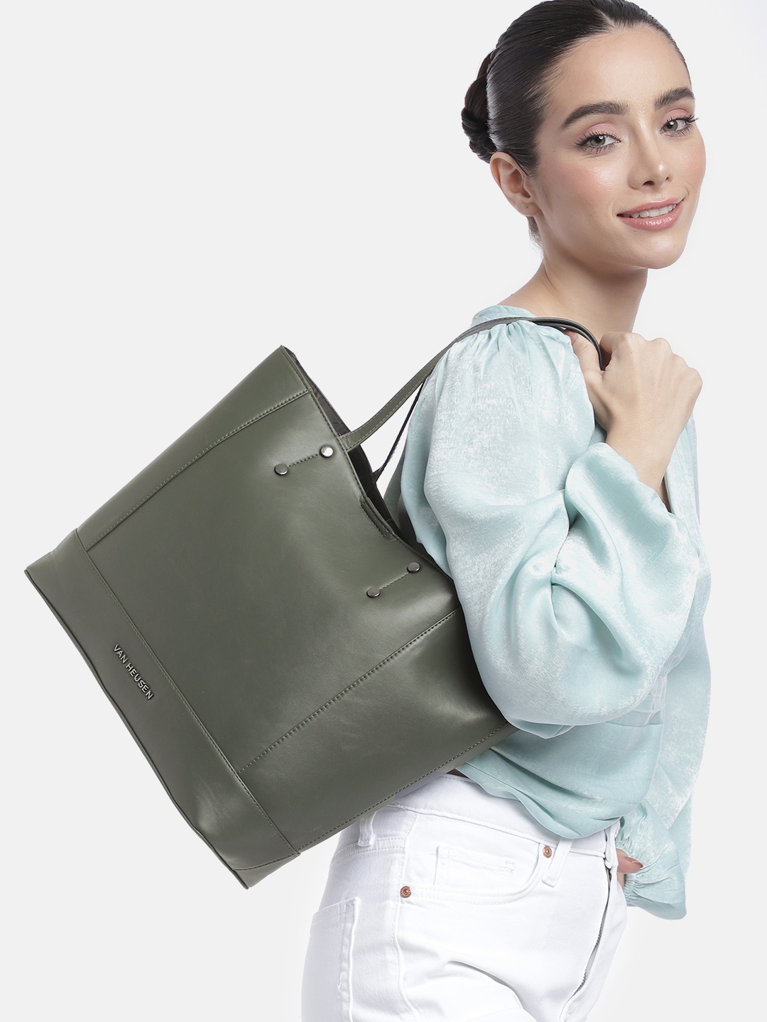 

Van Heusen Women Solid Shoulder Bag, Olive