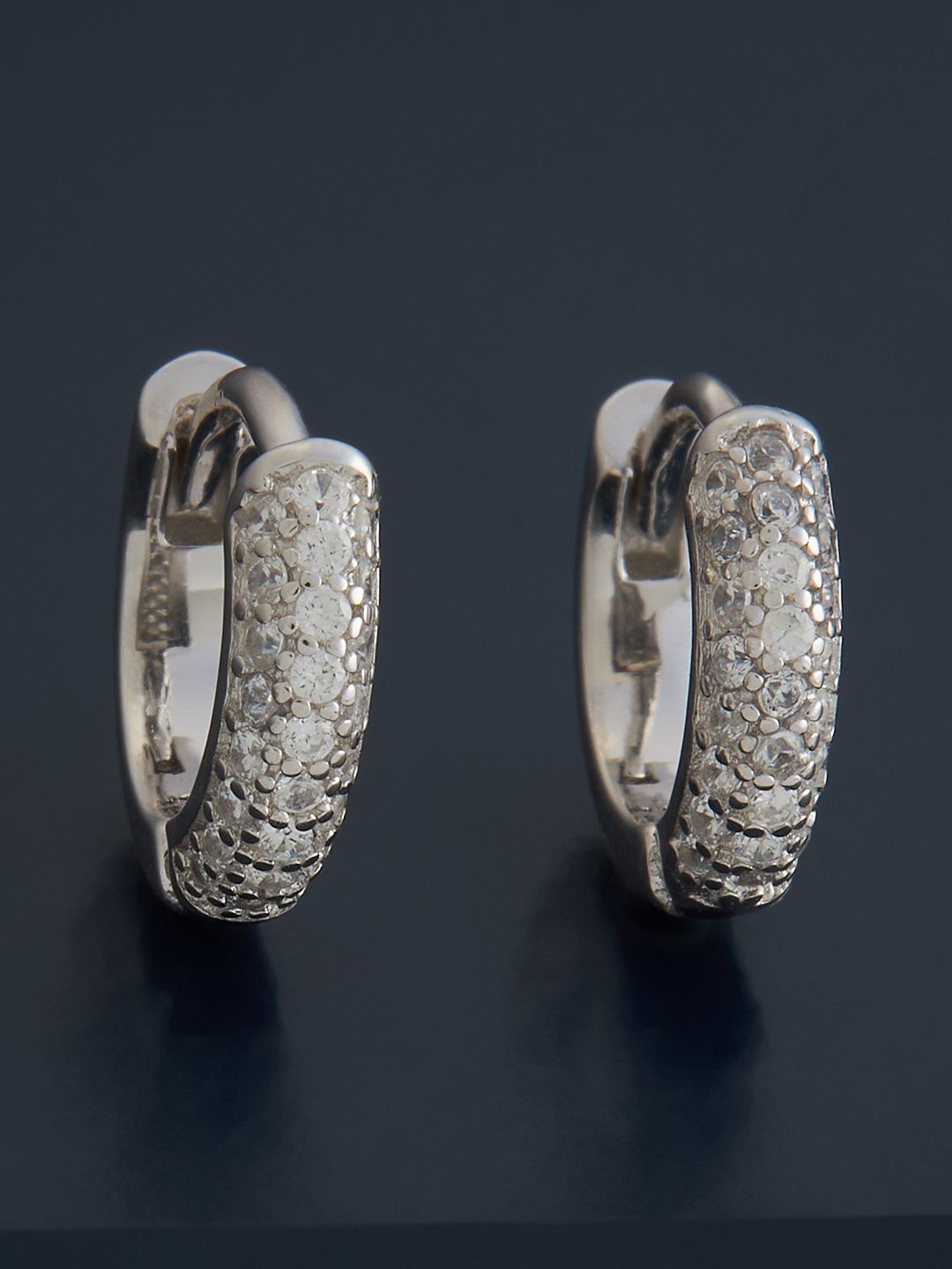 

Kushal's Fashion Jewellery Silver Rhodium Plated Zircon Studded Circular Hoop Earrings