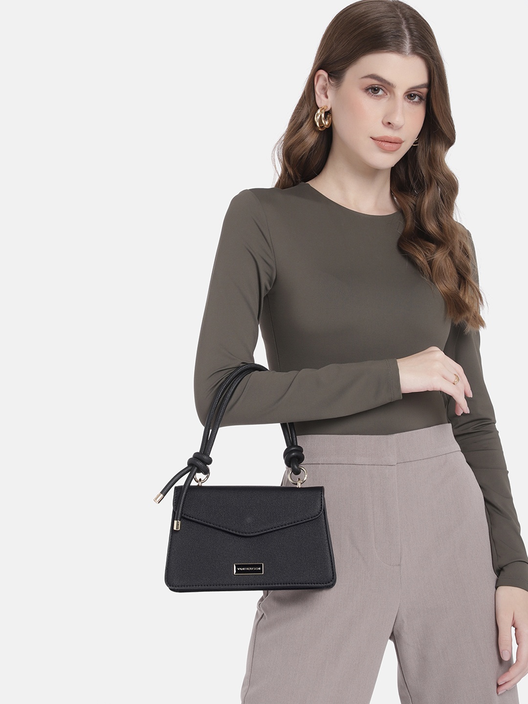 

Van Heusen Textured Structured Handheld Bag, Black