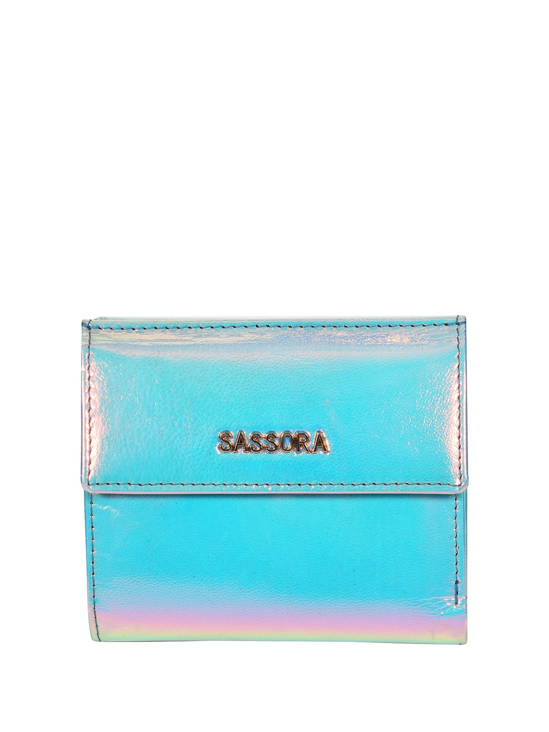 

Sassora Women Leather RFID Two Fold Wallet, Blue