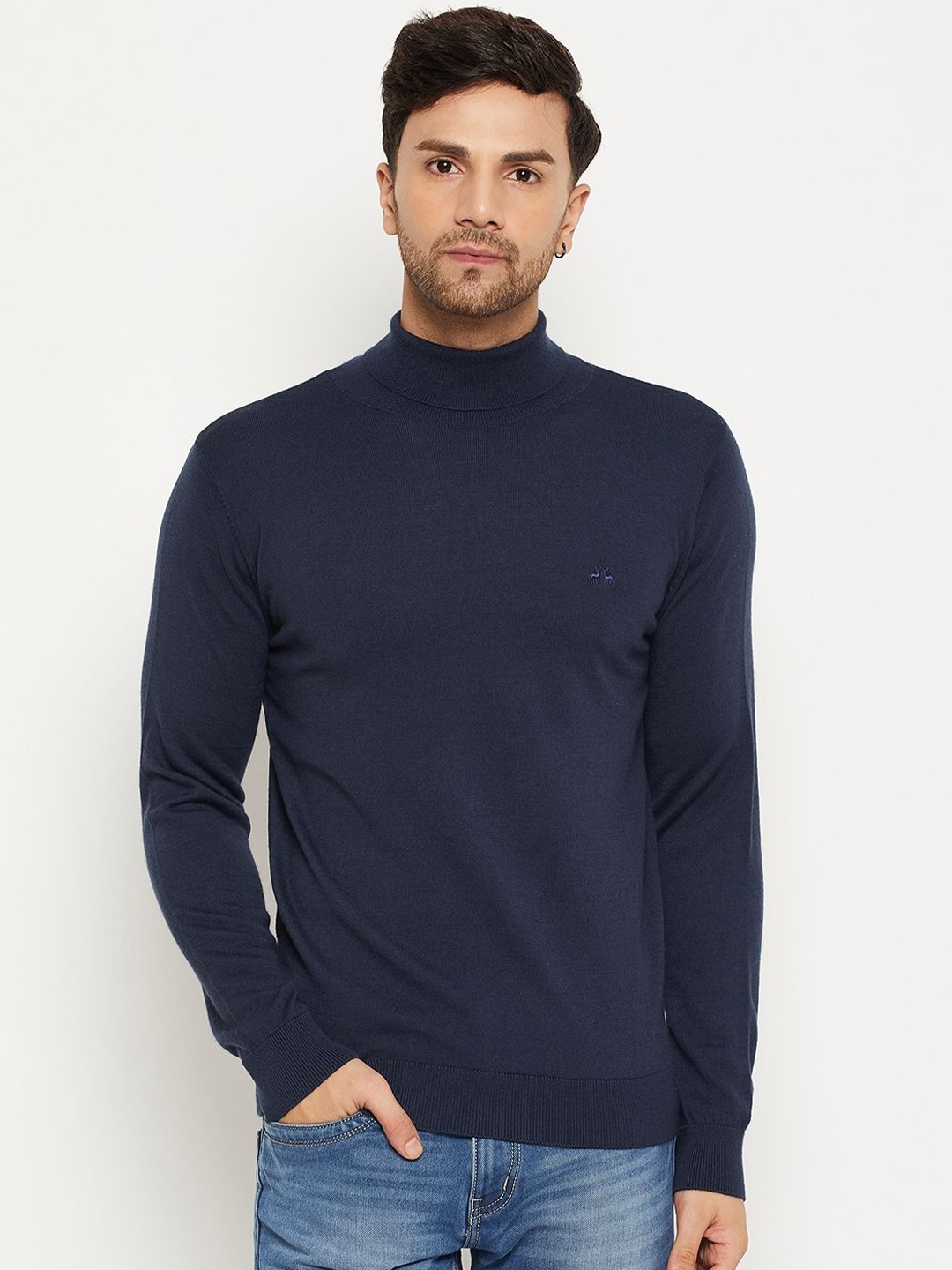 

98 Degree North Men Woollen Turtle Neck Pullover Sweater, Teal