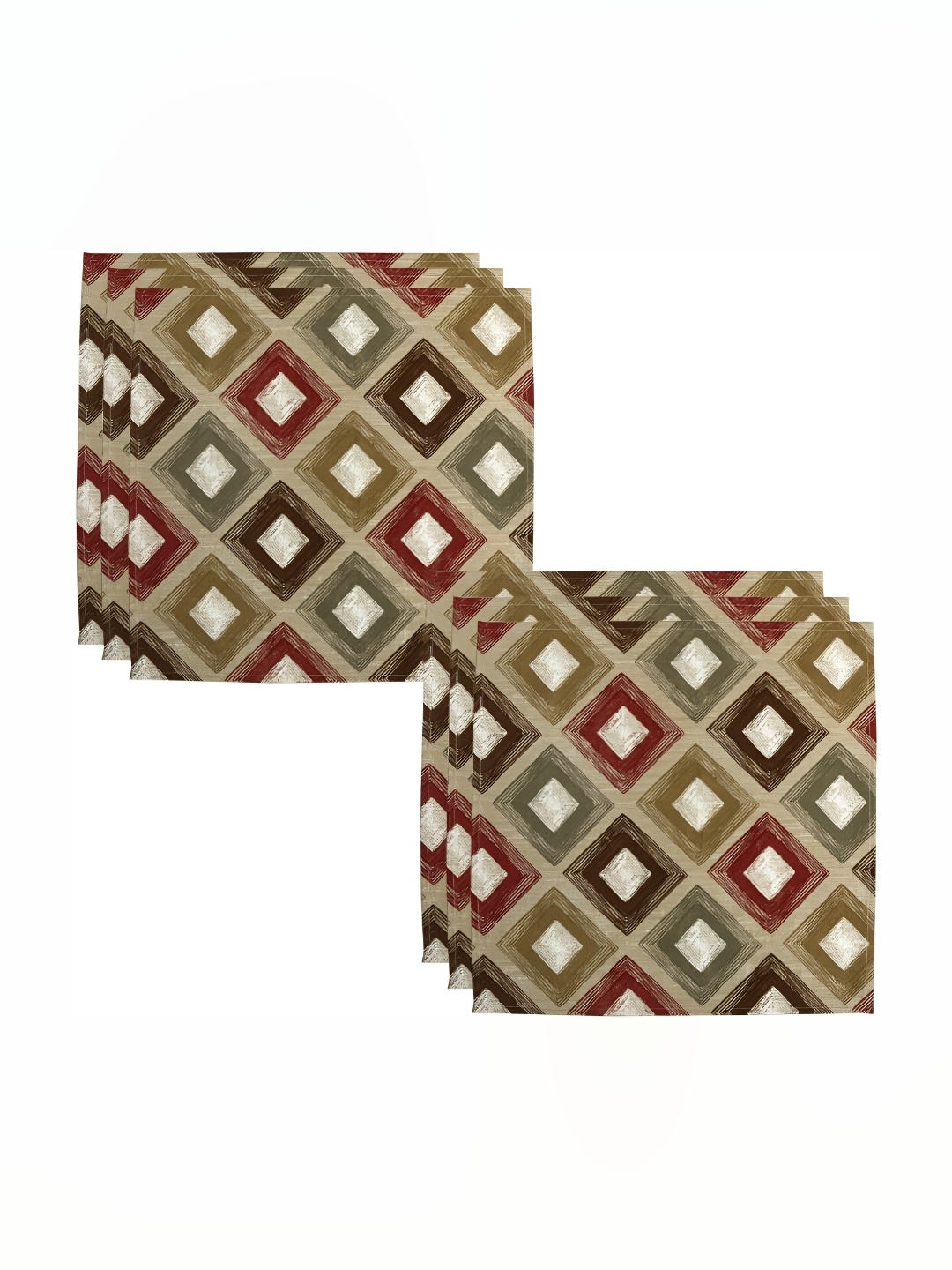 

BILBERRY Furnishing by preeti grover Beige & Maroon 6 Pieces Printed Cotton Table Napkins